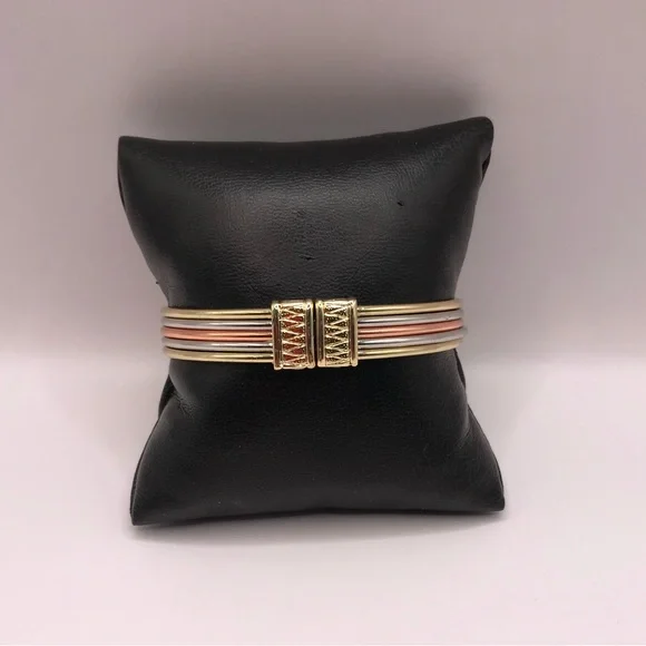 Premier Designs Tri-Colored Hinged Bangle Bracelet - Picture 2 of 6